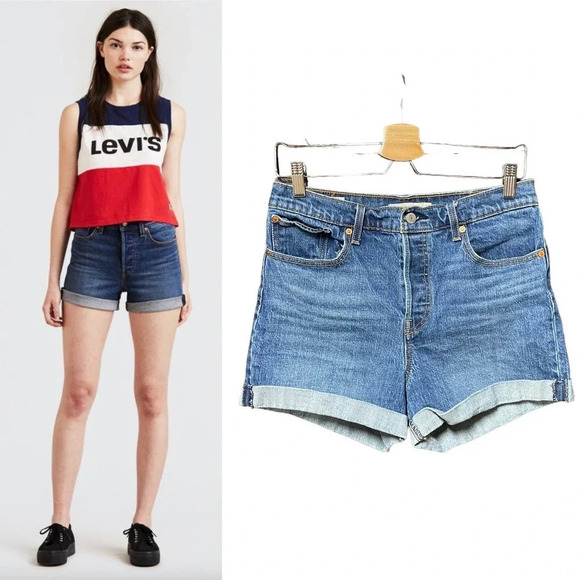 Levi's Wedgie‎ Fit High Rise Denim Shorts Size 30 - Picture 1 of 11